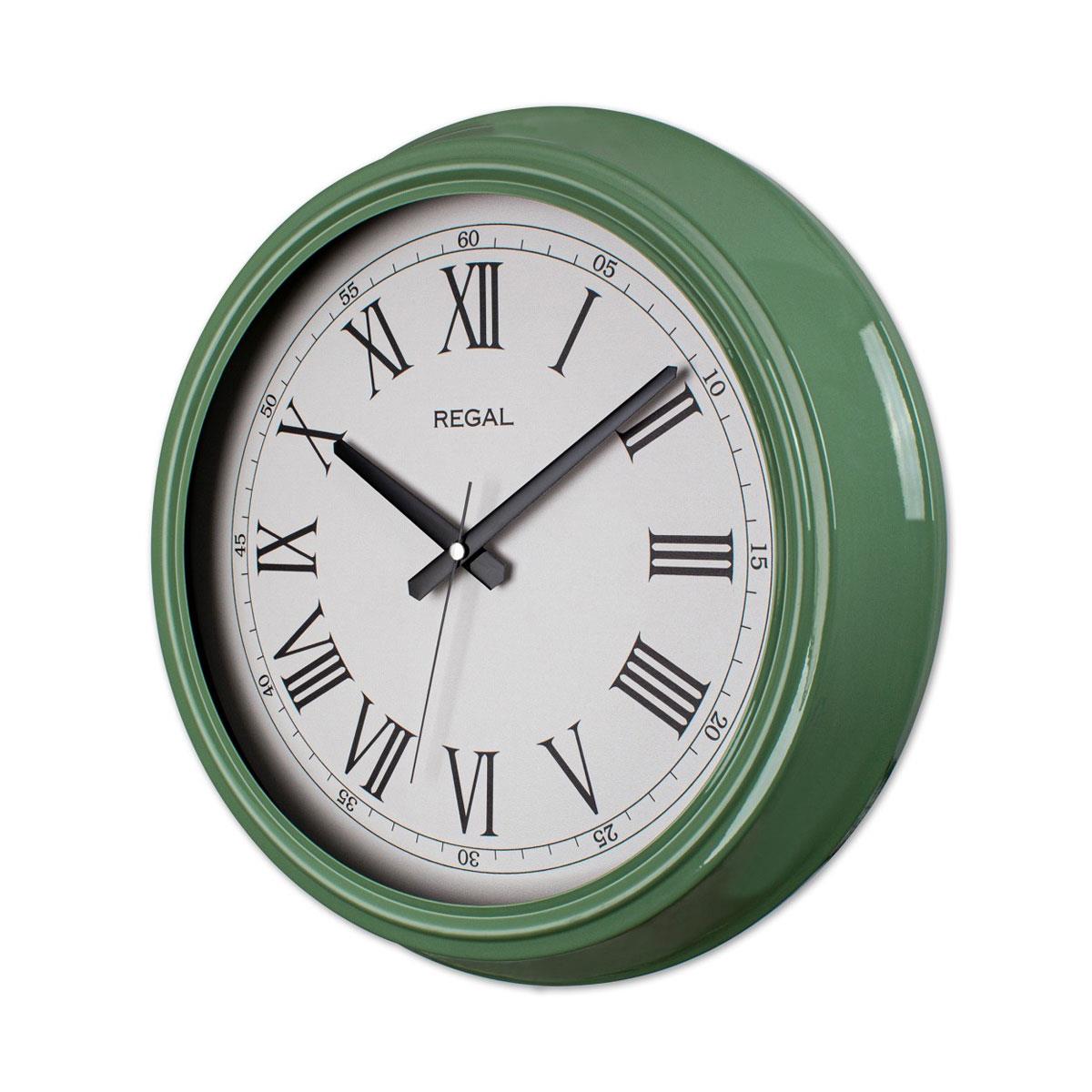 Regal Roma Rakamlı Canlı Yeşil Metal Duvar Saati - Parlak Metal Kasa Detaylı Profil Görseli