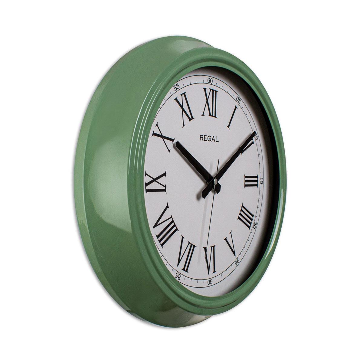 Regal Roma Rakamlı Metal Duvar Saati - Canlı Yeşil Renk Klasik Dekoratif Saat - Regal
