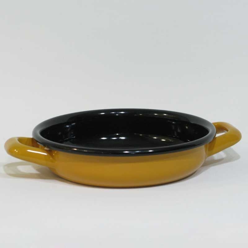 Renkli Emaye Sahan 16 cm Oksit Sarı Siyah