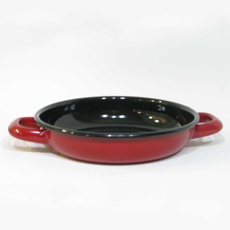 Renkli Emaye Sahan 18 cm Kırmızı Siyah