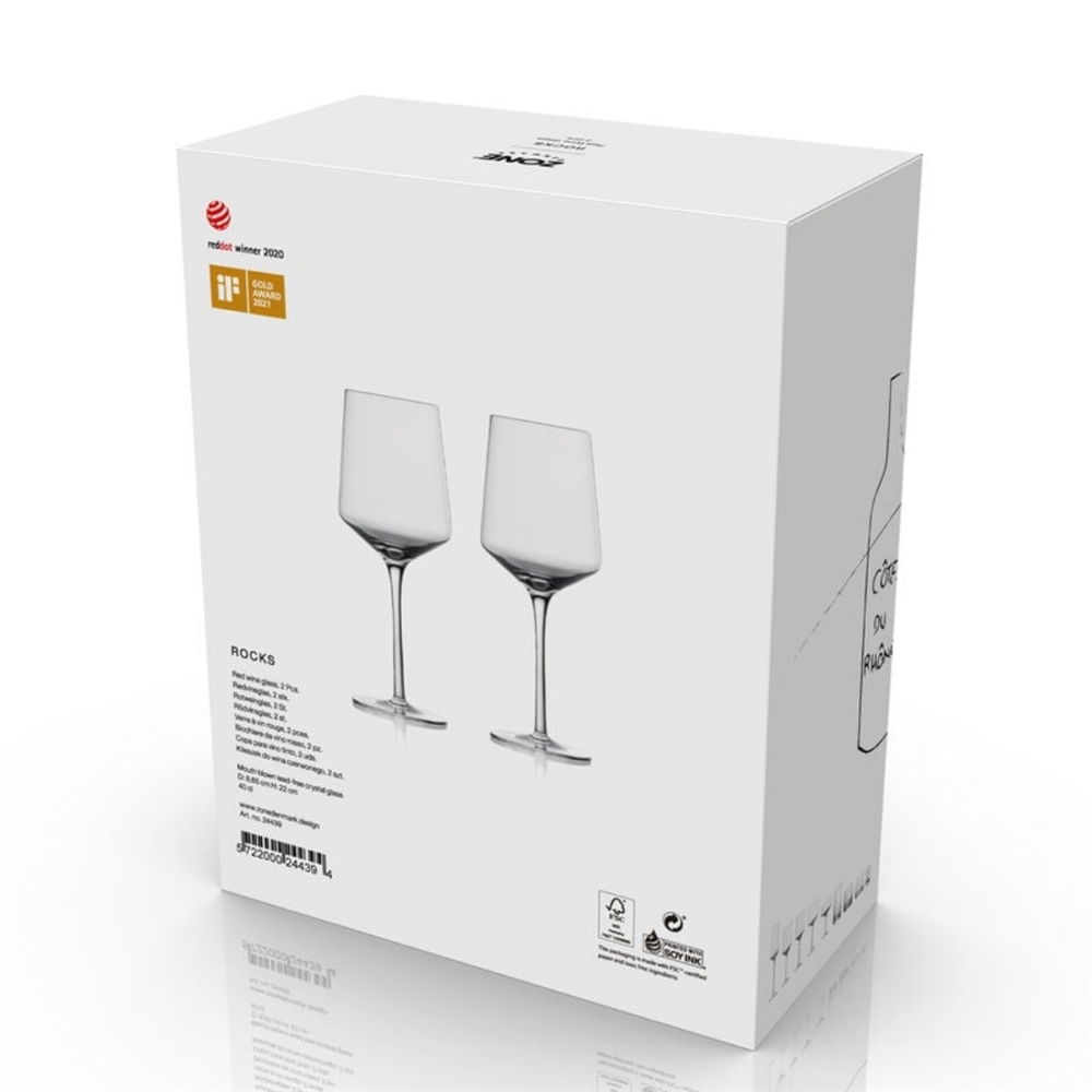 Rocks Kristal Kırmızı Şarap Kadehi 2 Adet 40 cl - Zone Denmark
