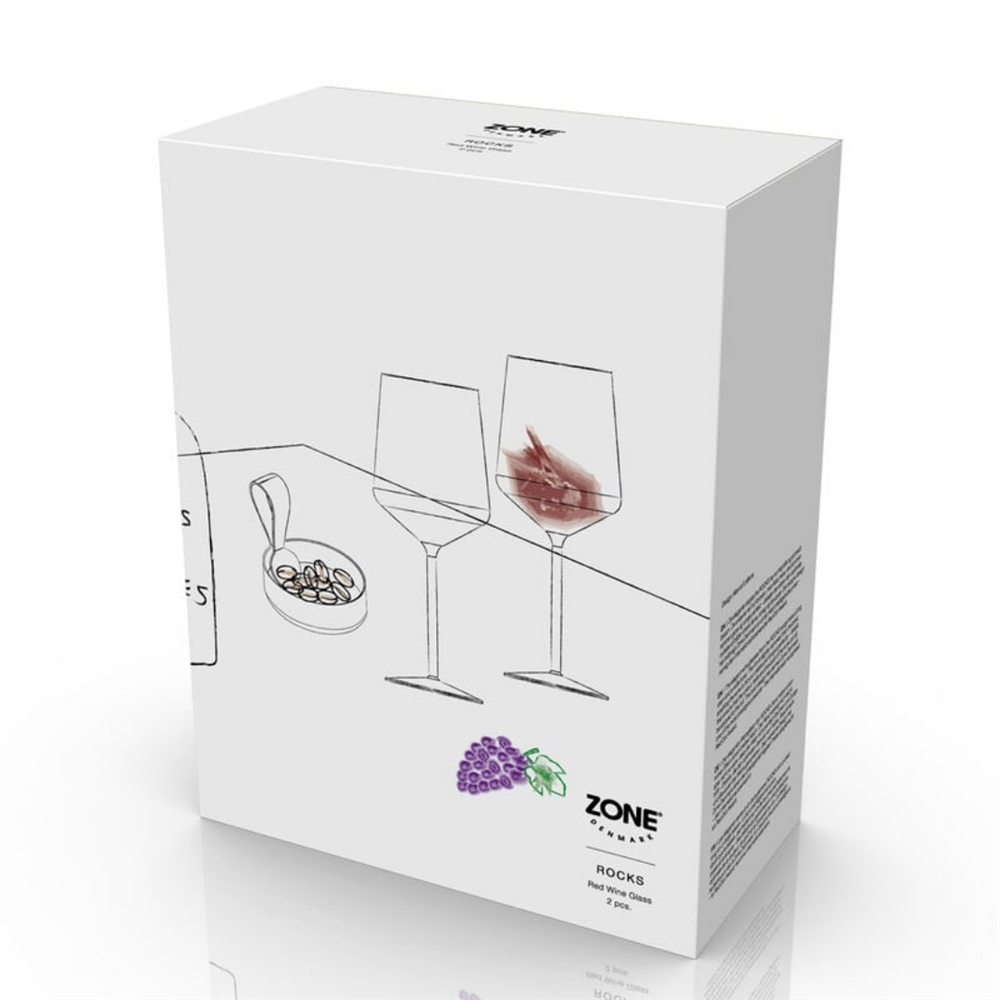 Rocks Kristal Kırmızı Şarap Kadehi 2 Adet 40 cl - Zone Denmark