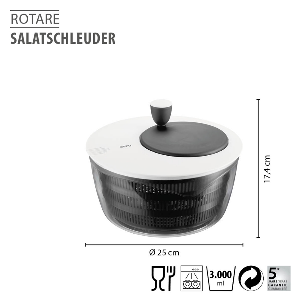 Rotare Plastik Salata Kurutucusu 3 L - Gefu