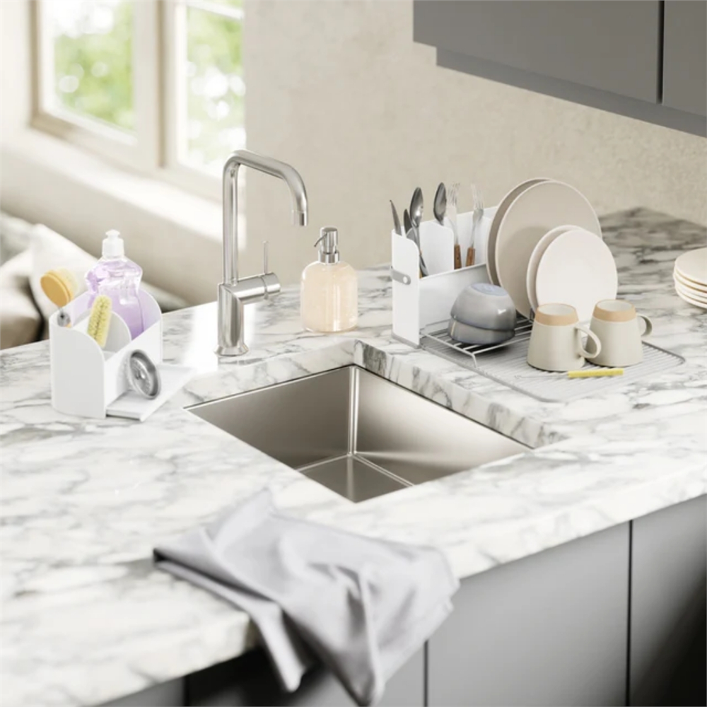 Sabun Pompalı Sling Lavabo Rafı Beyaz Renk 22x18 cm - Umbra