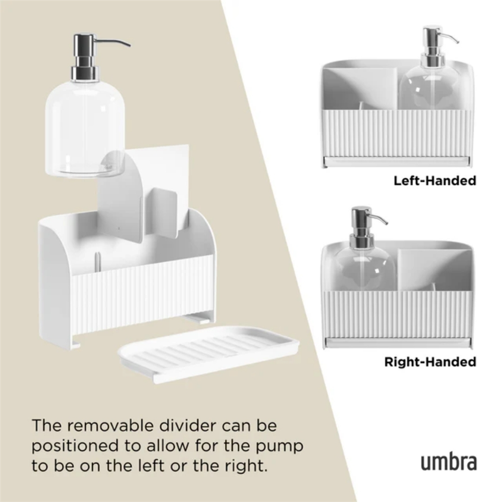 Sabun Pompalı Sling Lavabo Rafı Beyaz Renk 22x18 cm - Umbra