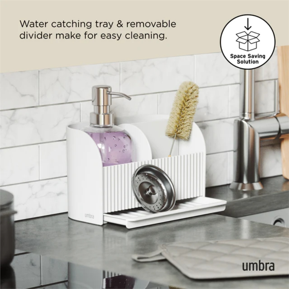 Sabun Pompalı Sling Lavabo Rafı Beyaz Renk 22x18 cm - Umbra