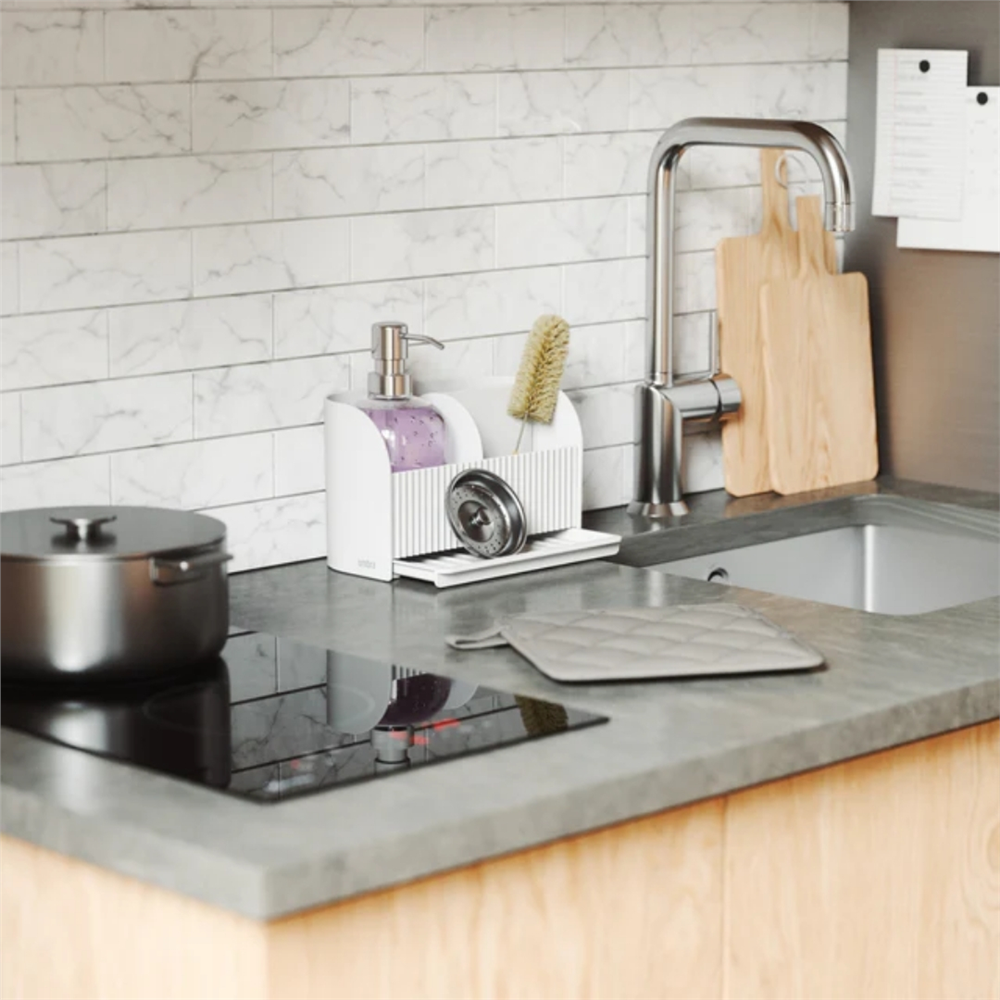 Sabun Pompalı Sling Lavabo Rafı Beyaz Renk 22x18 cm - Umbra