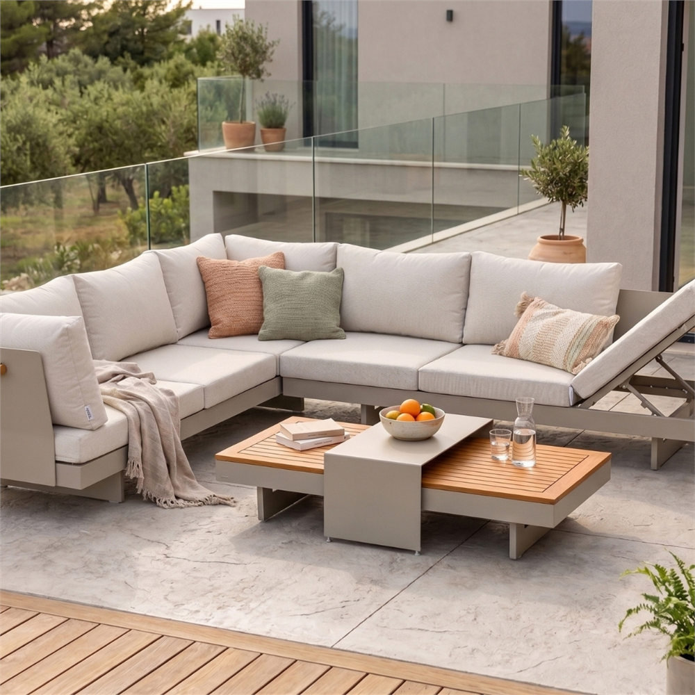 SANTORİNİ Alüminyum Köşe Bahçe Oturma Grubu 4 Parça - Vivarel