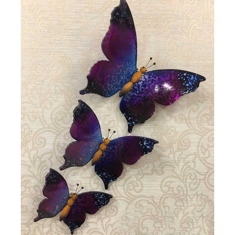 Şeffaf Kelebek 3'lü Set Mor - Kare Home