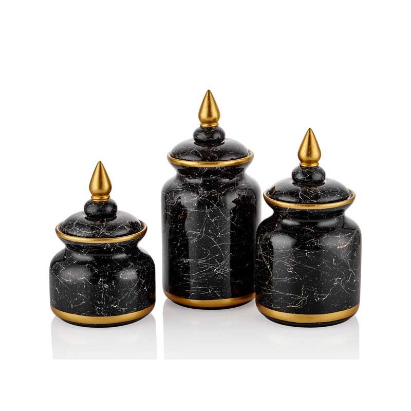 Seta Black Marble 3'lü Kavanoz - Seta Bianca
