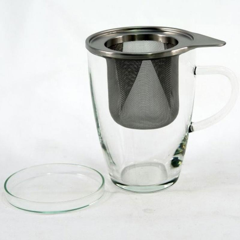 Simax 179 Çelik Süzgeçli Cam Kupa 350 ml - Paslanmaz Çelik Süzgeç ve Cam Kapağı ile Birlikte Görünüm