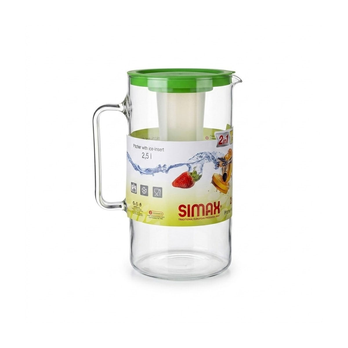 Simax borosilikat buz hazneli cam sürahi 2.5 lt yeşil kapaklı