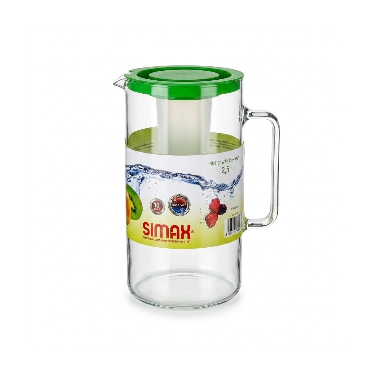 Simax yeşil kapaklı buzluklu sürahi 2.5 lt önden görünümü