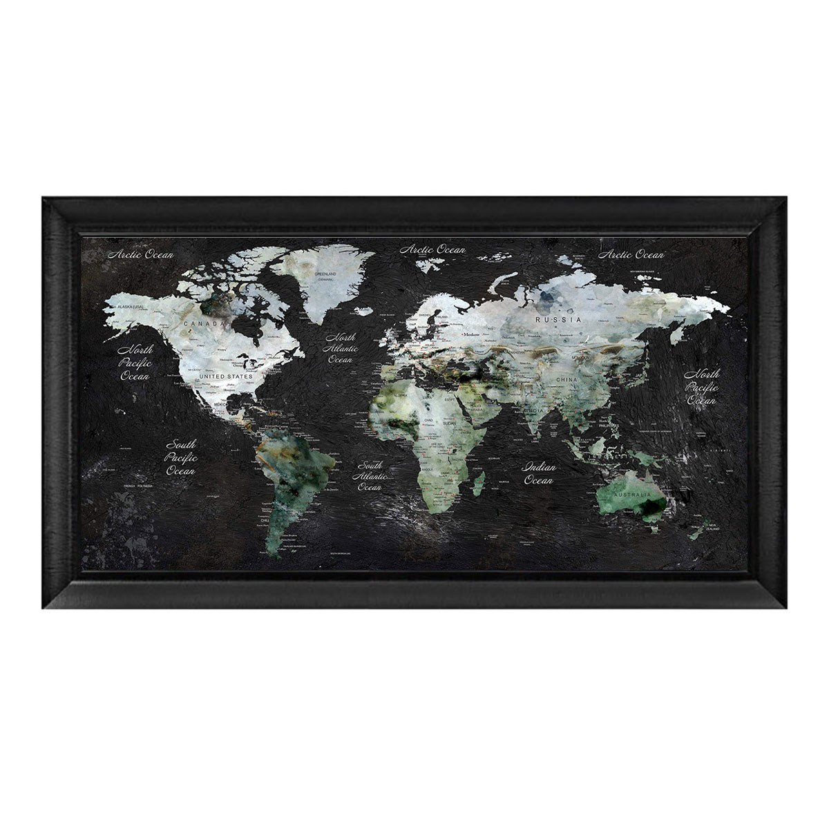 Yönetici odalarına monokrom derinlik katan mat siyah profilli 60x120 cm harita tablosu gn-2259 Çamlıca Home