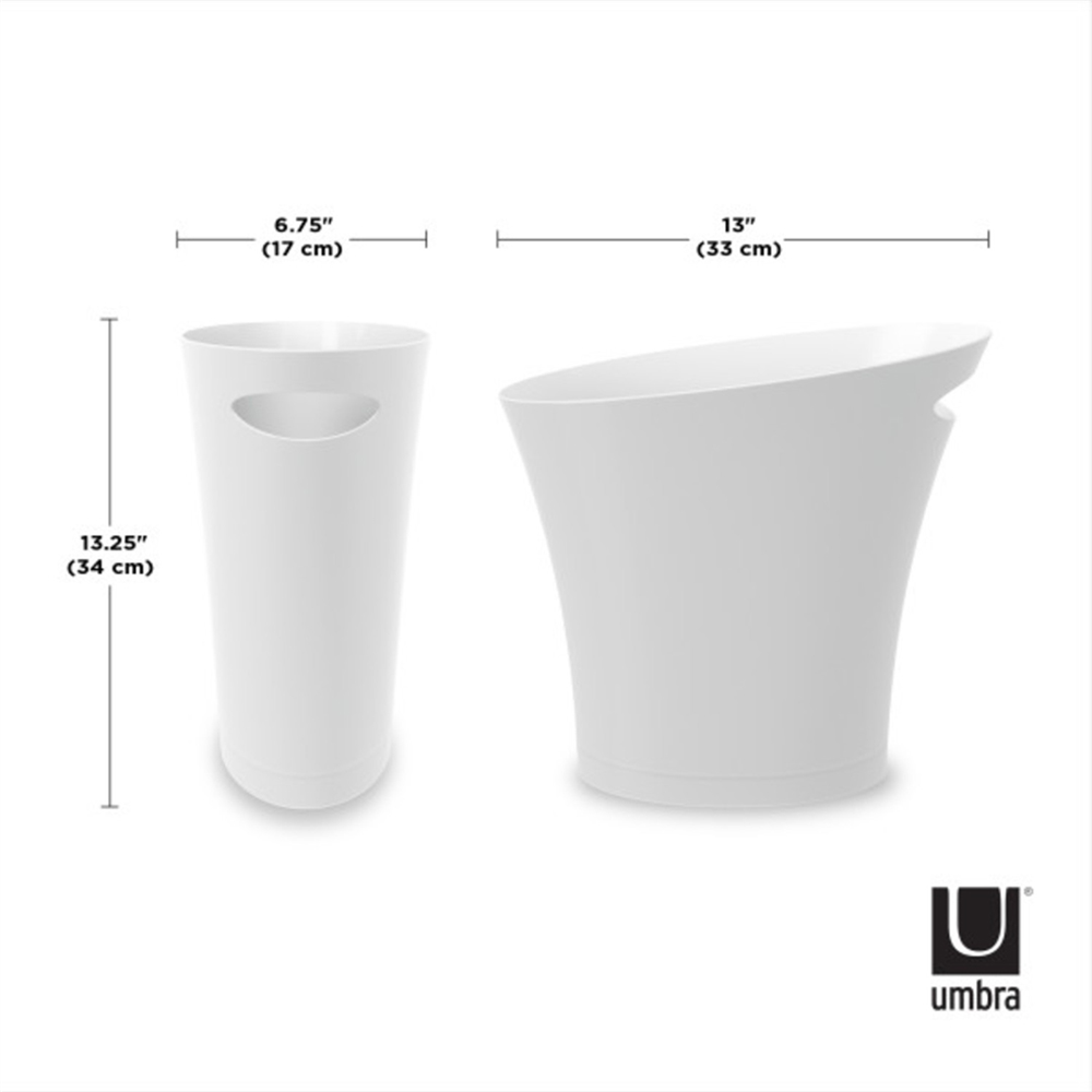 Skınny İnce Çöp Kutusu 7,5 L - Metalik Beyaz - Umbra