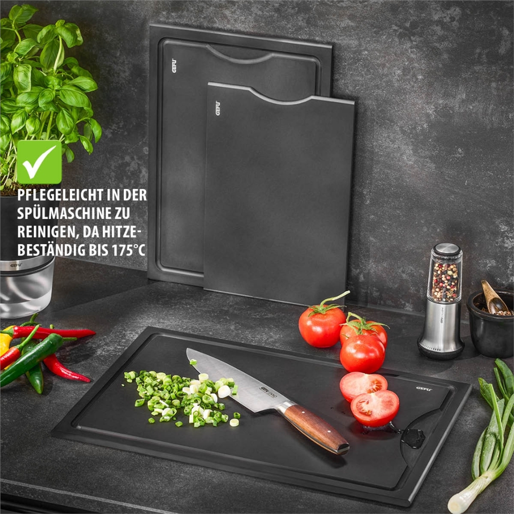 Slıze Büyük Kesme Tahtası, Siyah Renk 44x30x0,9 cm - Gefu