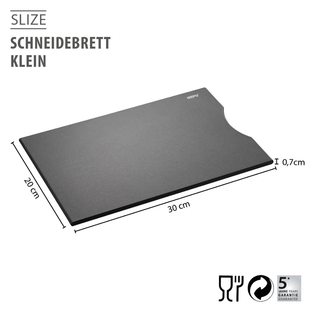 Slıze Küçüy Boy Kesme Tahtası, Siyah Renk 30x20x0,7 cm - Gefu