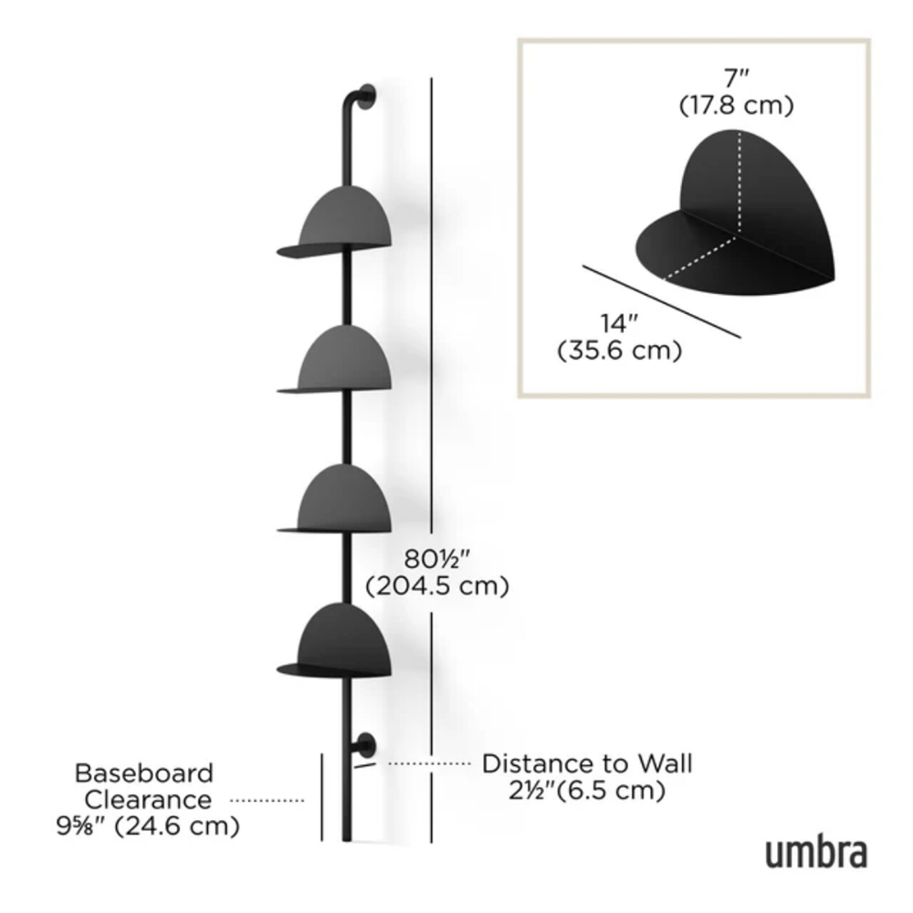 Solis Ayarlanabilir Ayaklı Raf Siyah Renk 204.5 cm - Umbra