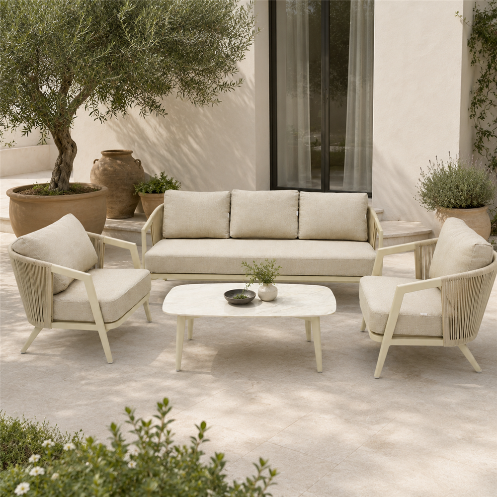 SORRENTO Aluminyum Dış Mekan Oturma Grubu 4 Parça - Vivarel