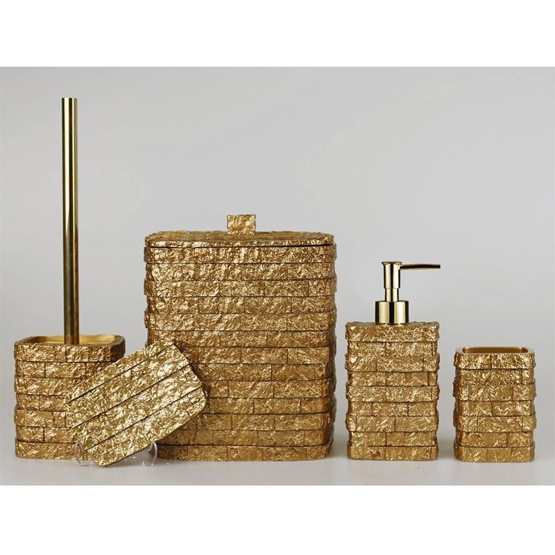 Stone 5 Parça Banyo Seti Altın