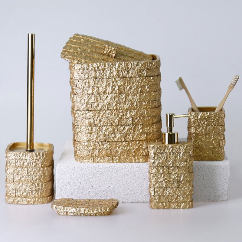 Stone 5 Parça Banyo Seti Altın - Selim