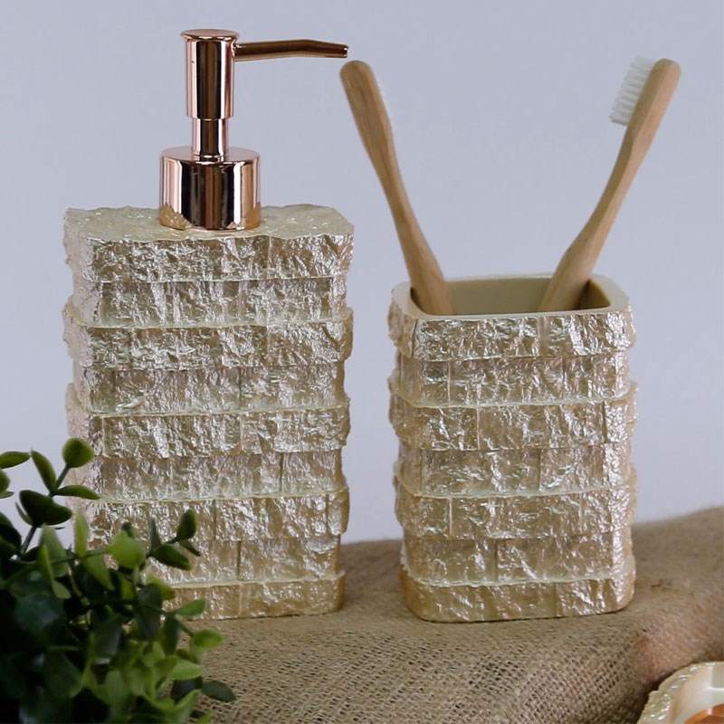 Stone 5 Parça Banyo Seti İnci - Selim
