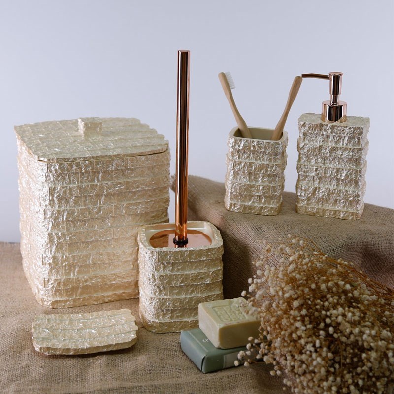 Stone 5 Parça Banyo Seti İnci - Selim