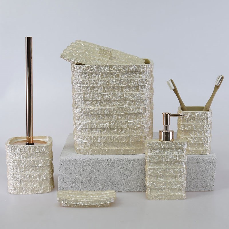 Stone 5 Parça Banyo Seti İnci - Selim
