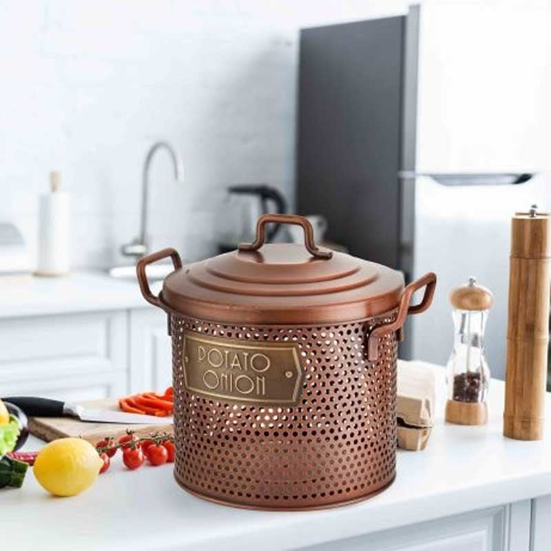 The Mia Patates Soğan Saklama Kabı 30x30x30 cm Bakır - The Mia