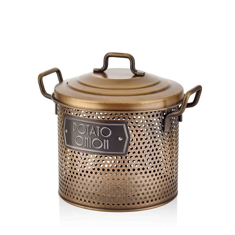 The Mia Patates Soğan Saklama Kabı 30x30x30 cm Gold - The Mia