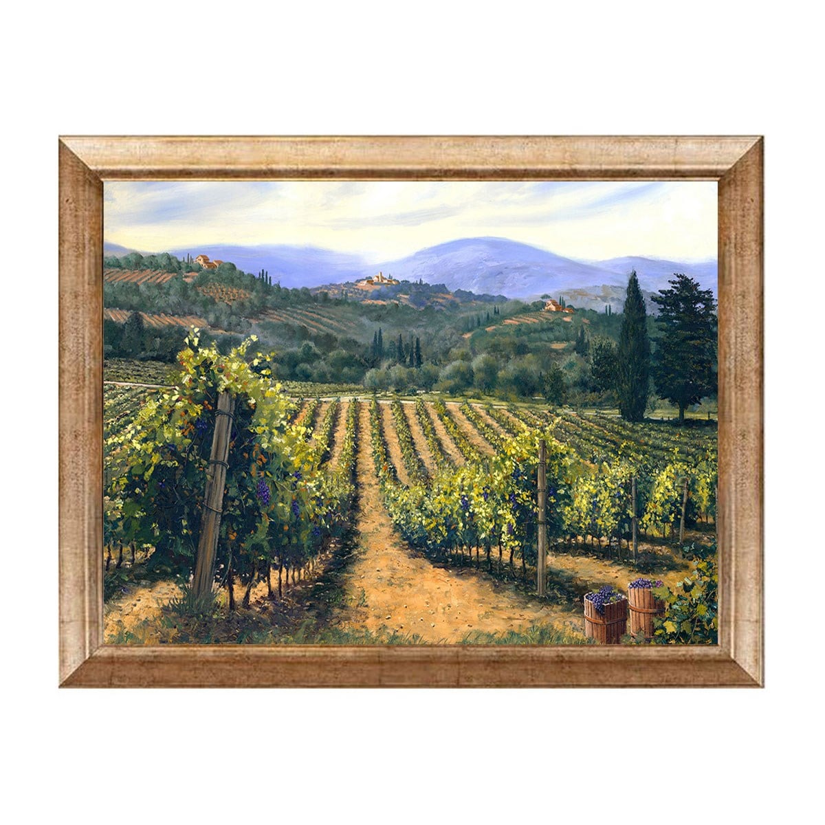 Masif konsol ve şarap köşelerine çok yakışan eskitme çerçeveli pastoral manzara tablo ls-195 Çamlıca Home