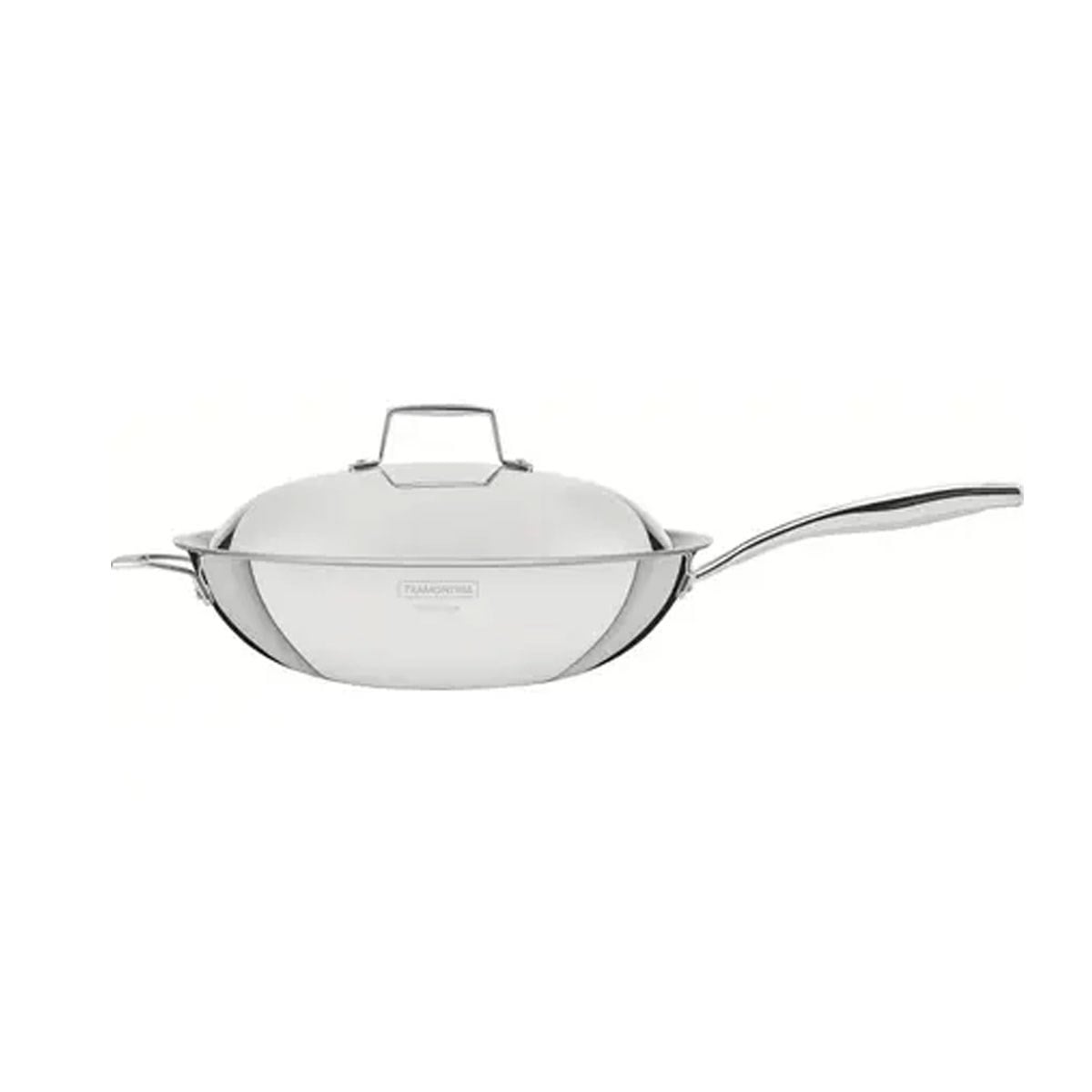 Çamlıca Home - Tramontina Grano Steel Kapaklı Paslanmaz Çelik Wok Tava 32 cm Tasarımı