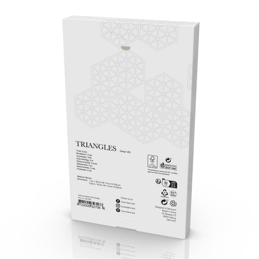 Triangles Tencere Altlığı 3'Lü Çok Renkli 16x14x0.9 cm - Zone Denmark