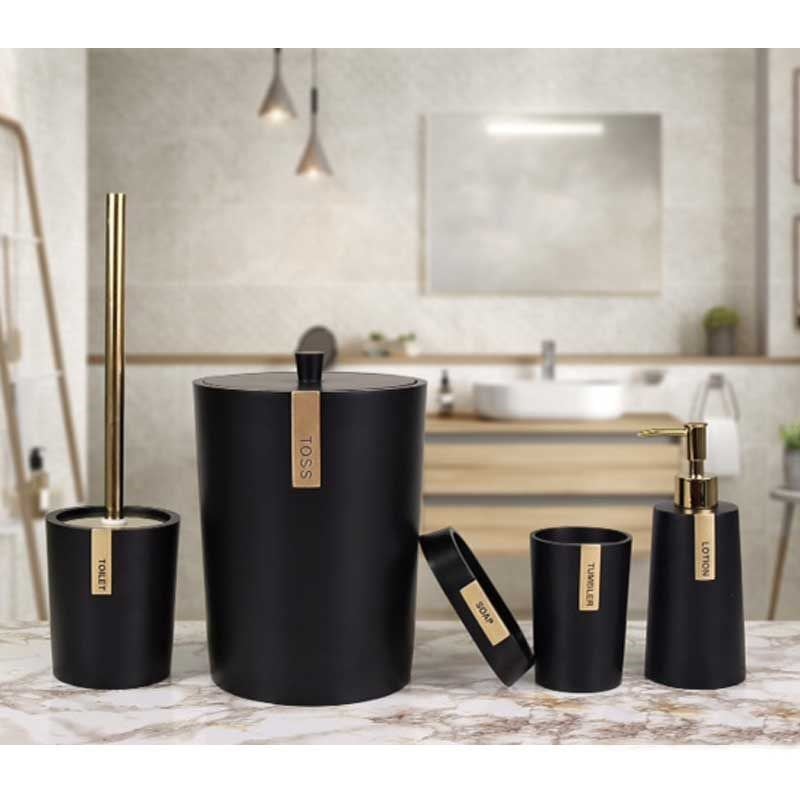 Troy 5 Parça Banyo Seti Siyah