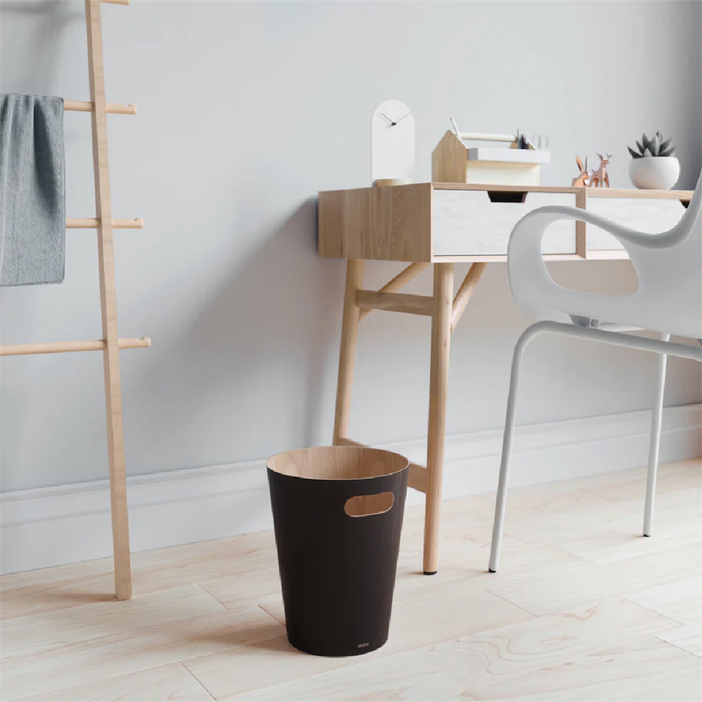Umbra Woodrow Çöp Kovası 2 Galon (7,5 L) Kapasiteli - Siyah/Doğal - Umbra