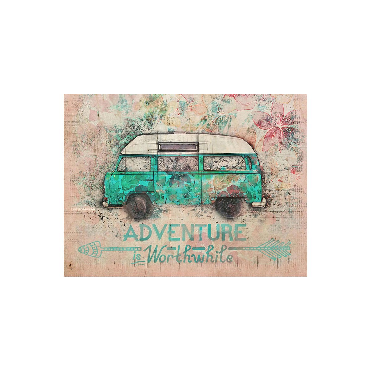 Vintage Karavan Minibüs Rölyef Dokulu Tablo - Çamlıca Home