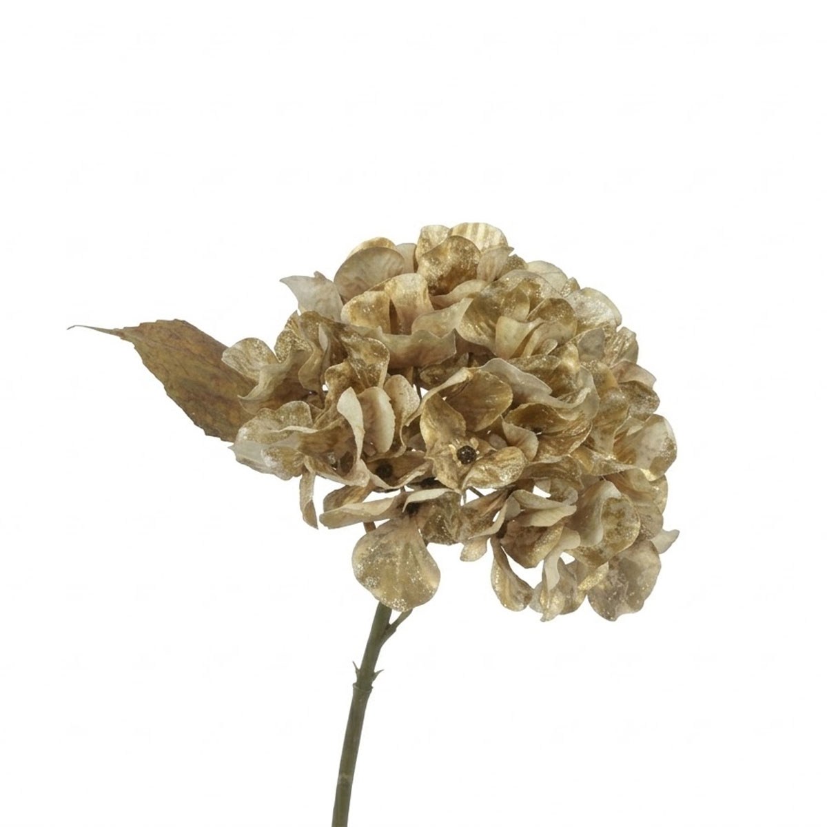 Çamlıca Home krem gold ışıltılı yapay tek dal şakayık çiçeği beyaz zemin detay çekimi 26 cm