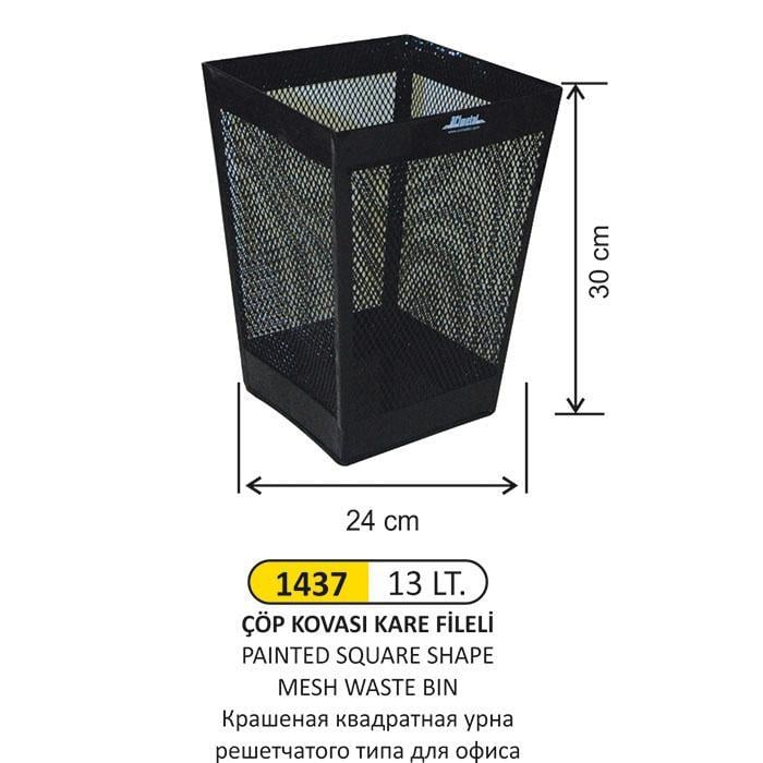 13 LT KARE FİLELİ ÇÖP KOVASI