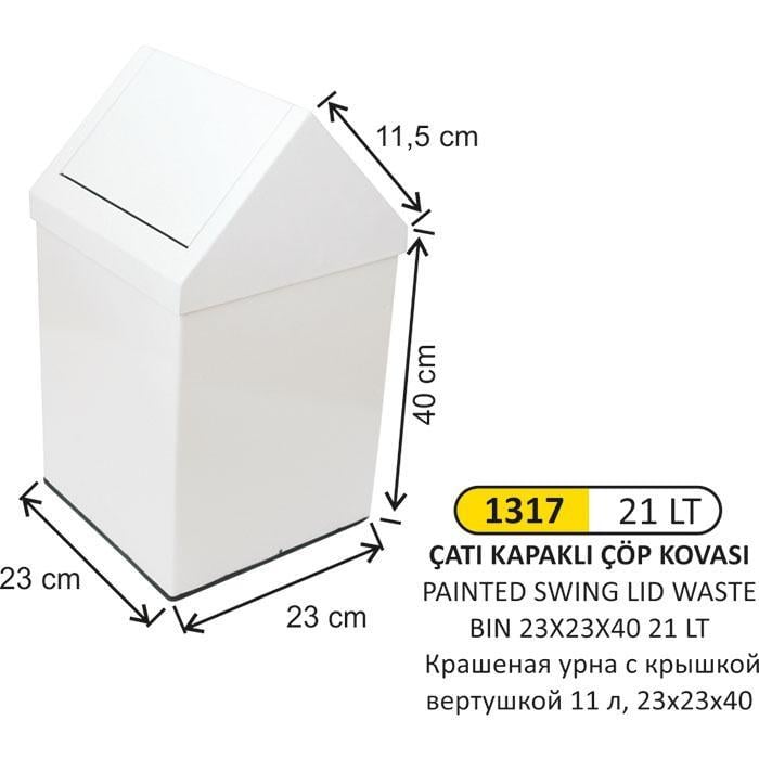 21 LT ÇATI KAPAKLI BOYALI ÇÖP KOVASI