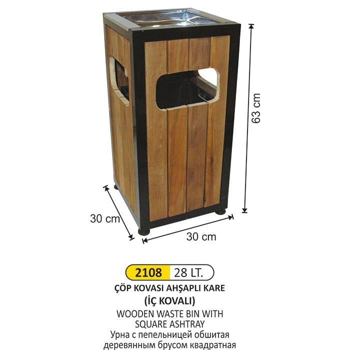 28 LT AHŞAP DEKORLU ÇÖP KOVASI