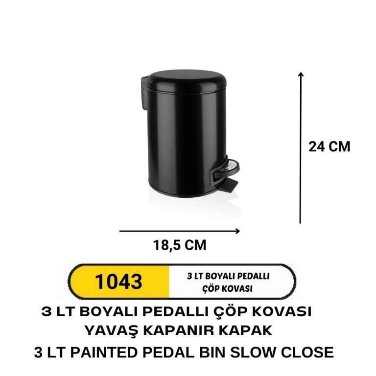 3 LT YAVAŞ KAPANIR KAPAK PEDALLI ÇÖP KOVASI (BOYALI)