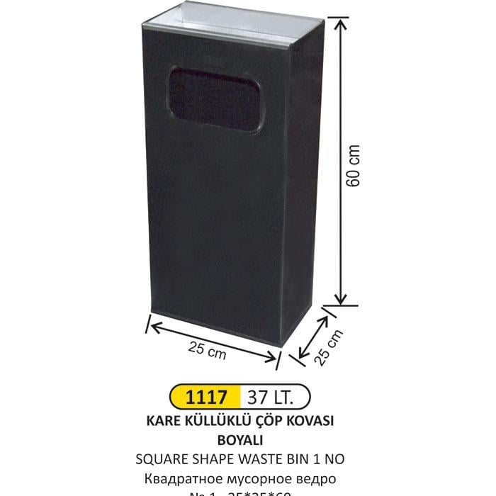 37 LT BOYALI KARE KÜLLÜKLÜ ÇÖP KOVASI