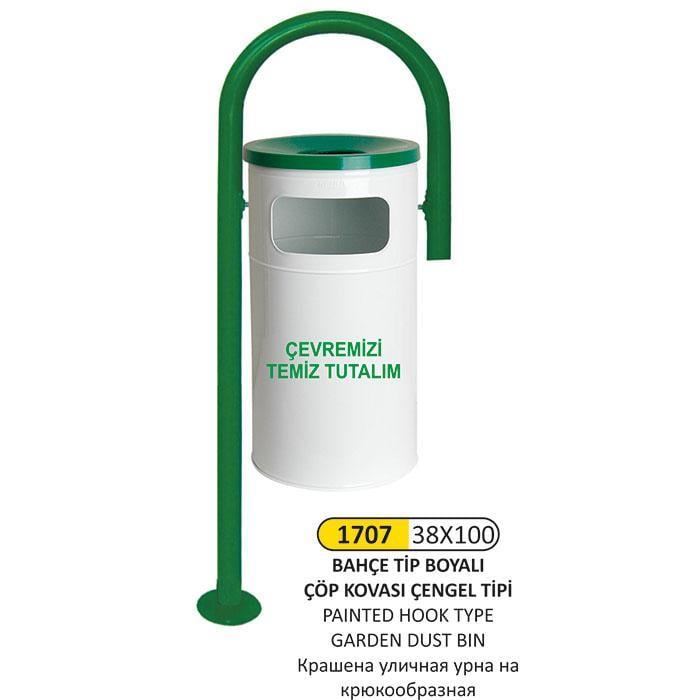 38x100 BAHÇE TİP BOYALI ÇENGEL TİPİ ÇÖP KOVASI 