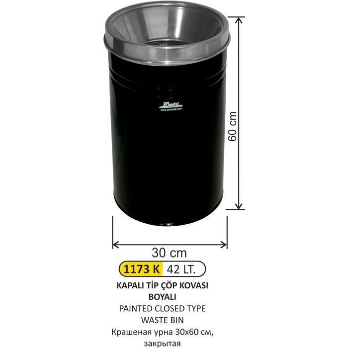 42 LT KAPALI TİP BOYALI ÇÖP KOVASI