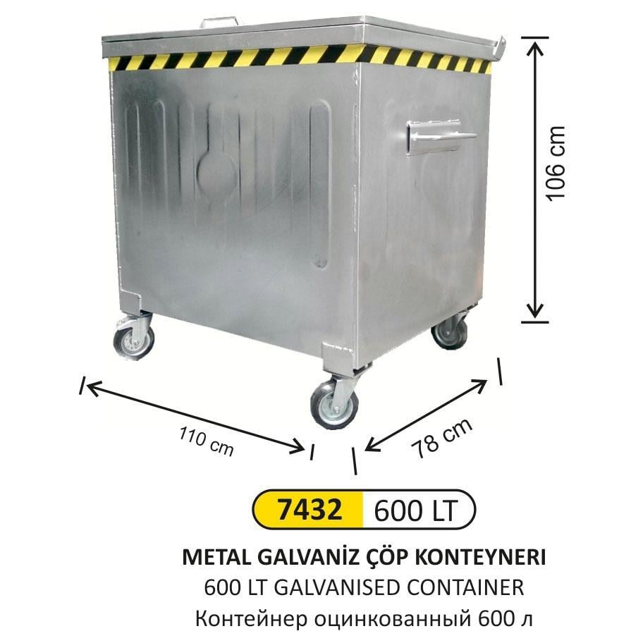 600 LT GALVANİZ ÇÖP KONTEYNERİ