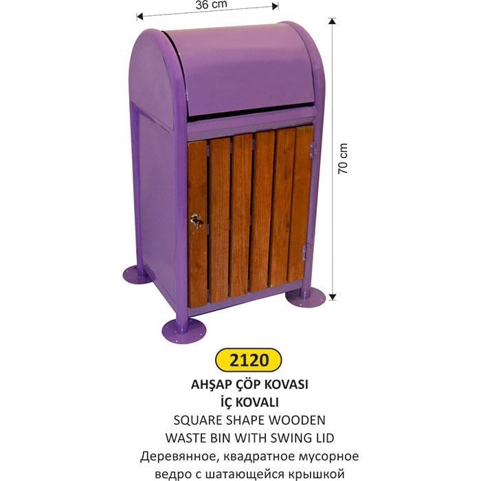 AHŞAP İÇ KOVALI MOR RENK ÇÖP KOVASI 