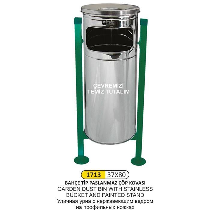BAHÇE TİPİ KALİTE PASLANMAZ ÇÖP KOVASI