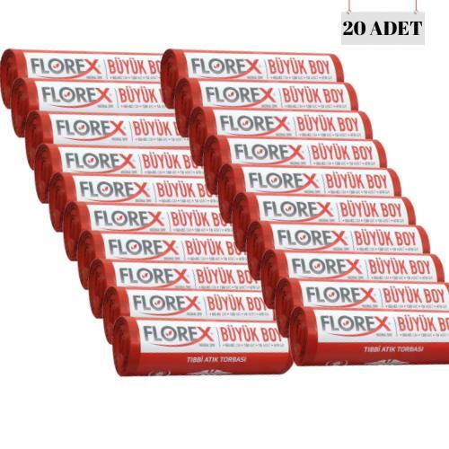 FLOREX 60 × 85 TIBBİ ATIK TORBASI 100 MİCRON 470 GRAM BÜYÜK BOY (20 ADET)
