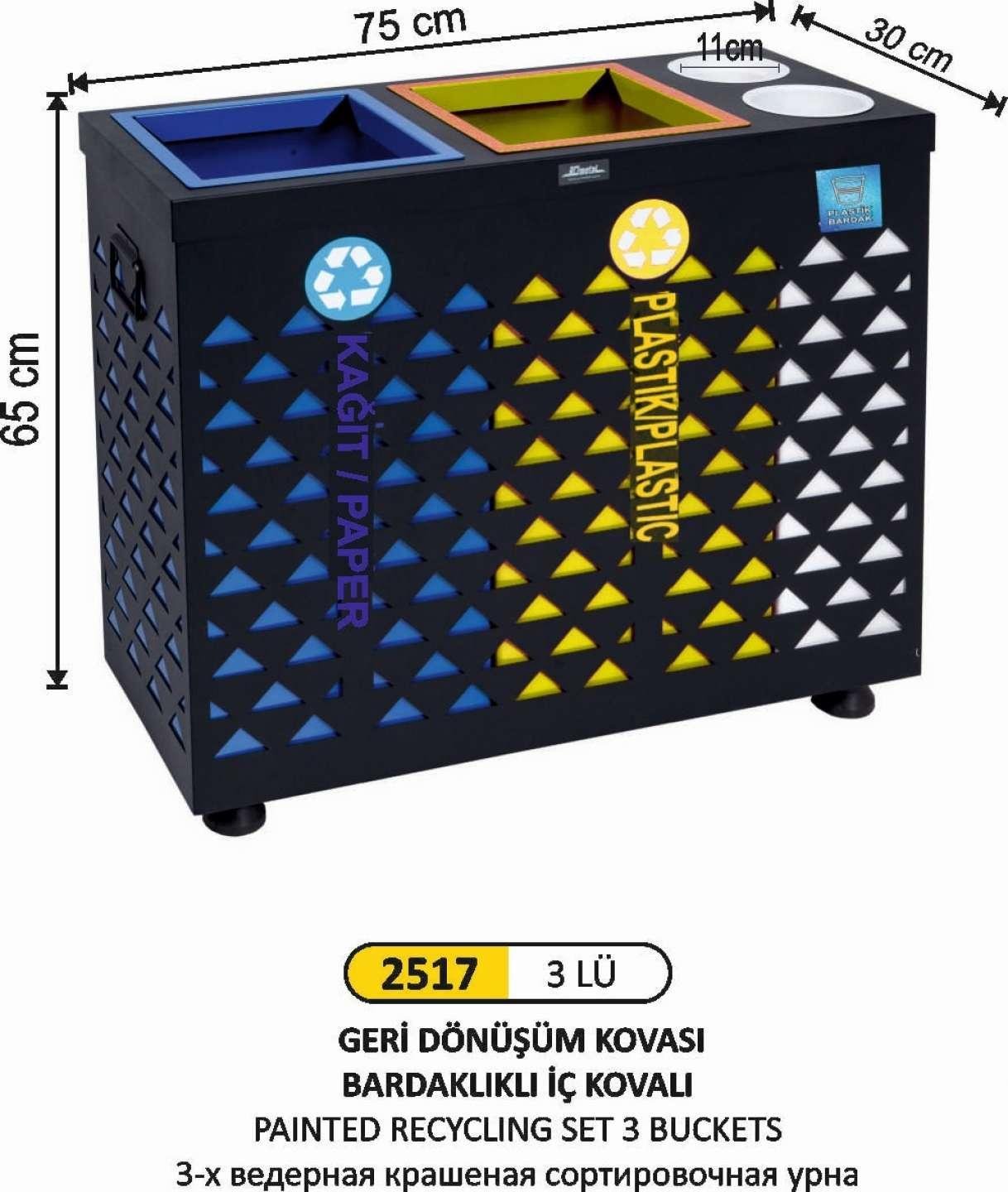 GERİ DÖNÜŞÜM KOVASI BOYALI DEKORLU BARDAK ATIKLI