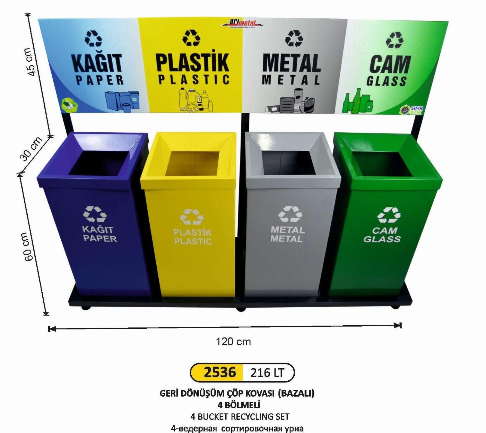 GERİ DÖNÜŞÜM SETİ 4 LÜ BOYALI 216 LT